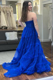 Strapless Ruffles A-Line Red Long Prom Dress with Puff Sleeves TP1360-Tirdress