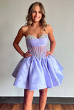 Trägerloses transparentes Korsett-Mieder, Lavendel, Homecoming-Kleid TN426
