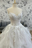 Strapless Sweetheart Lace Layered Princess Wedding Dress Bridal Gown-Tirdress
