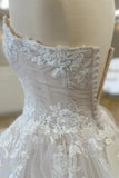 Strapless Sweetheart Lace Layered Princess Wedding Dress Bridal Gown-Tirdress