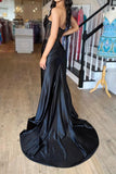 Stylish Mermaid Strapless Black Corset Prom Dress with Split  TP1291-Tirdress