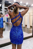 Stylish One Shoulder Sparkly Sleeveless Mini Short Homecoming Dress HD0202-Tirdress