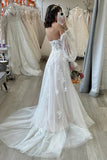 Sweetheart High Waist Long Sleeve Beach Wedding Dress With Train-Tirdress