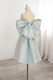 Sweetheart Neck Satin Blue Homecoming Dress Short Prom Dress-Tirdress