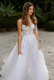 Sweetheart Sleeveless Bohemian Wedding Dress Lace Applique Bridal Gown TN373-Tirdress