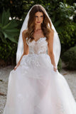 Sweetheart Sleeveless Bohemian Wedding Dress Lace Applique Bridal Gown TN373-Tirdress