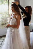 Sweetheart Sleeveless Bohemian Wedding Dress Lace Applique Bridal Gown TN373-Tirdress