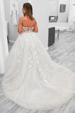 Sweetheart Strapless Empire Sheer Long Beach Wedding Dress-Tirdress
