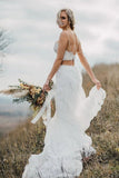Two Pieces Lace Appliques Straps Beach Wedding Dresses Bridal Gown TN340-Tirdress