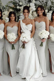 Unique One Shoulder Applique Satin White Wedding Dress TD0026-Tirdress