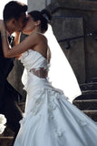 Unique One Shoulder Applique Satin White Wedding Dress TD0026-Tirdress
