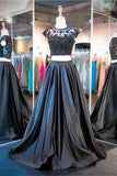 Two Piece Mermaid Black Cap Sleeve Prom Dresses Evening Dresses PG291-Tirdress