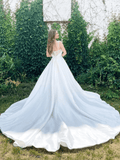 White Sweetheart Neck Satin Long Prom Dress, White Evening Dress TN311 - Tirdress
