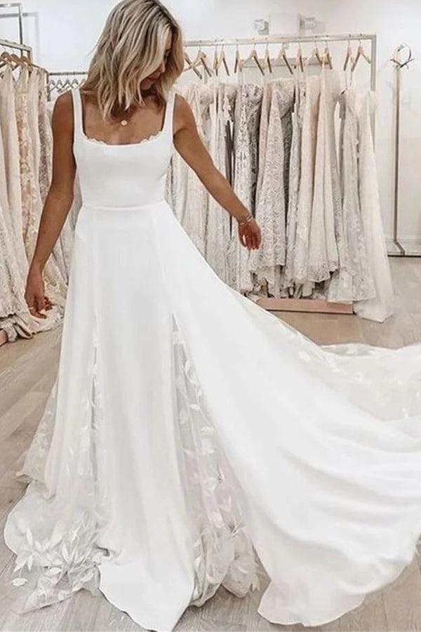 A-Line Unique Design Plus Size Beach Vintage Long Wedding Dress US18 / White A-Line Unique Design Plus Size Beach Vintage Long Wedding Dress US18 / White