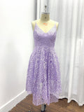 A-Line V-Neck Pearl Pink Lace Bridesmaid Prom Dress TP0084 - Tirdress