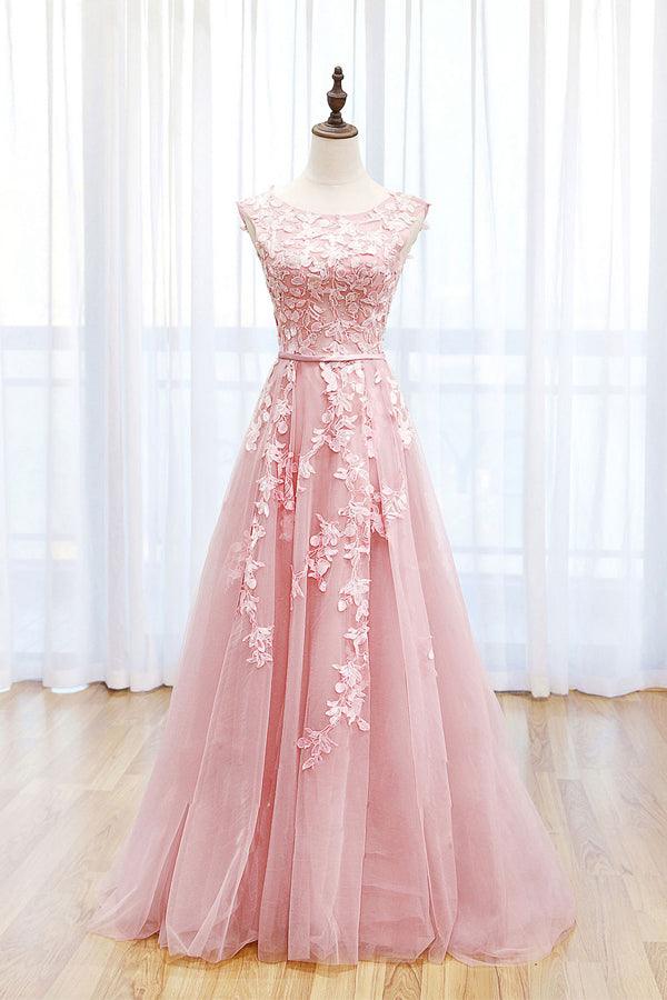 A-line Lace Pink Long Prom Dress Lace V Neck Formal Dress TP1137 US0 / Custom Color A-line Lace Pink Long Prom Dress Lace V Neck Formal Dress TP1137 US0 / Custom Color