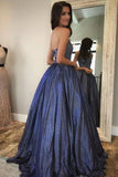 A-line Sparkly Halter Neck Long Prom Dresses Cute Formal Dress TP1166 - Tirdress