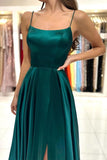 A-line Square Neckline Straps Sweep Train Prom Dress With Split TP1192 - Tirdress