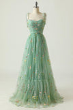 A-line Sweetheart Grey Blue Embroidery Long Prom Formal Dress TP1159 - Tirdress
