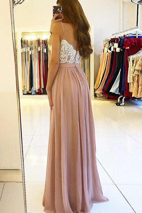 A-line Sweetheart Sleeveless Split Long Chiffon Prom Dress With Appliqued TP1200 - Tirdress