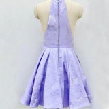 A-Line Above-Knee Lilac Satin Printed Homecoming Dress with Pockets HD0019 - Tirdress