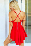 A-Line Deep V-Neck Criss-Cross Straps Short Homecoming Dress TR0187 - Tirdress