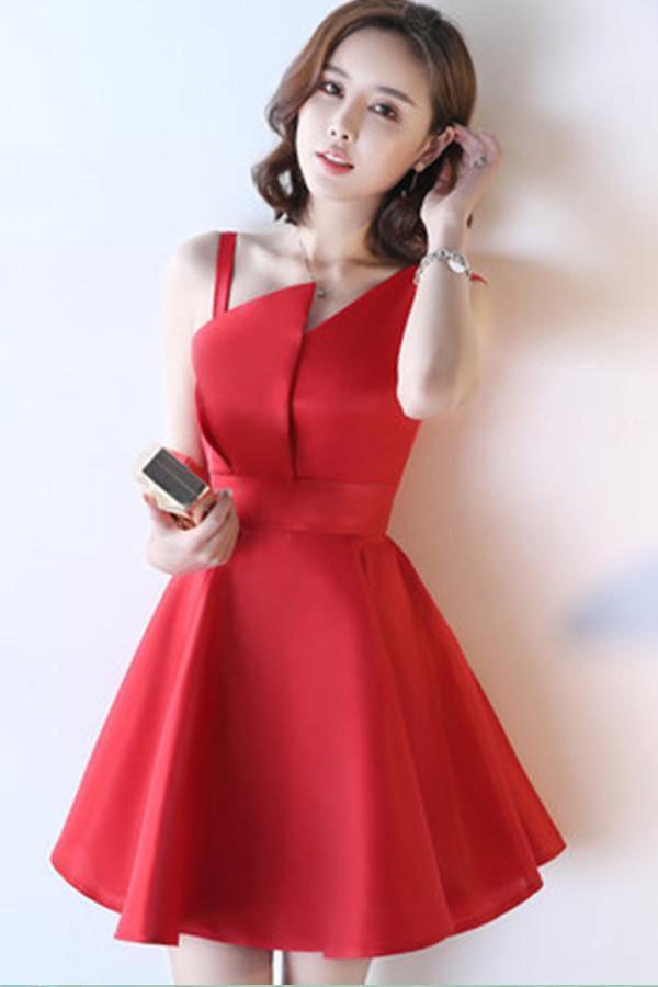 A-Line Deep V-Neck Straps Short Sleeveless Khaki Homecoming Dress TR0190 - Tirdress