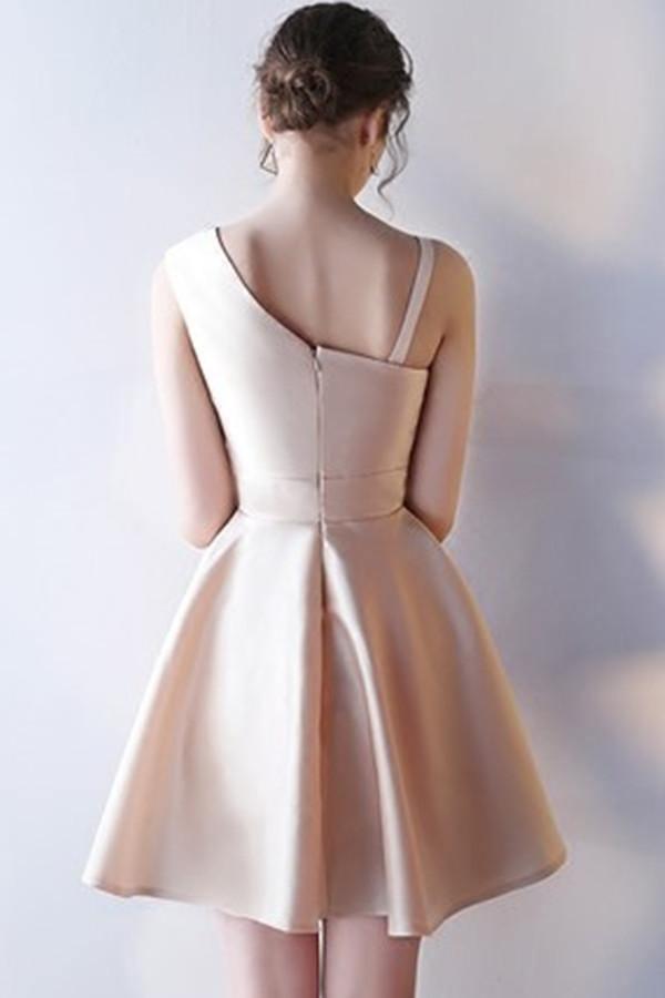 A-Line Deep V-Neck Straps Short Sleeveless Khaki Homecoming Dress TR0190 - Tirdress