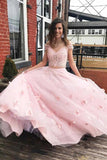 A-Line 3D Flower Junior Prom Dresses Lace Two Piece Prom Evening Gown TP1017 - Tirdress