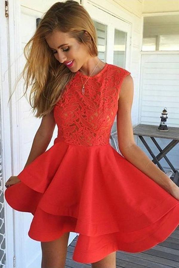 Red satin dress homecoming deals