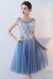 A-Line Knee-Length Tulle Homecoming Dress With Appliques  TR0197