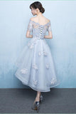 A-Line Off Shoulder Long Tail Homecoming Dress With Appliques TR0214 - Tirdress