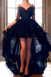 A-Line Off-the-Shoulder High Low Black Lace Prom/Homecoming Dress TP0169