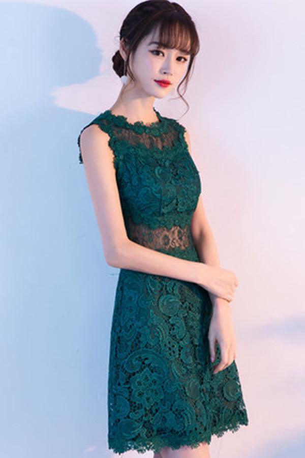 A-Line Sleeveless Lace Flower Homecoming Dress With Appliques TR0215 - Tirdress