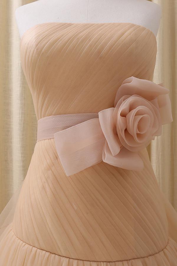 A-Line Stomacher Tiered Wedding Dress Court Train With Appliques TN0103 - Tirdress
