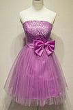 A-Line Strapless Appliques Bowknot Short Homecoming Dress Party Dress PG120 - Tirdress