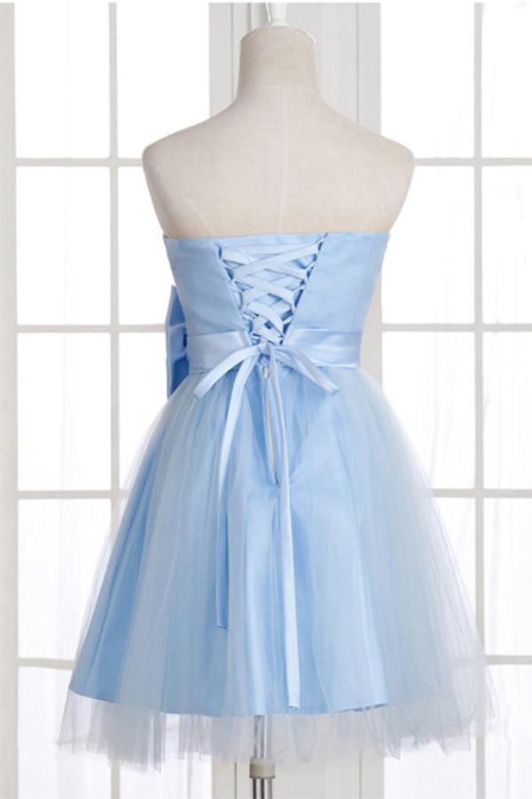A-Line Strapless Bowknot Short Prom Dresses Homecoming Dress PG148 - Tirdress