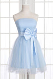 A-Line Strapless Bowknot Short Prom Dresses Homecoming Dress PG148
