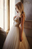 A-Line Straps Floor Length Beading Wedding Dress Long Bridal Gown TN266 - Tirdress
