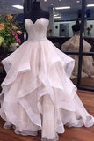 A-Line Sweetheart Floor-Length Organza Wedding Dress With Beading Ruffles TN0017 - Tirdress