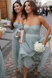 Bodenlanges, herzförmiges Brautjungfernkleid aus Tüll in A-Linie BD030