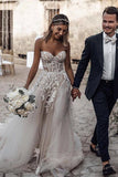 A-Line Sweetheart Sleeveless Sweep Train Tulle Wedding Dress WD295 - Tirdress