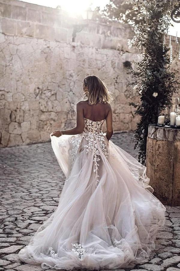 a line sweetheart tulle wedding dress Cheap Tulle A-line Sweetheart Long Wedding Dresses with Lace Appliques,MW394