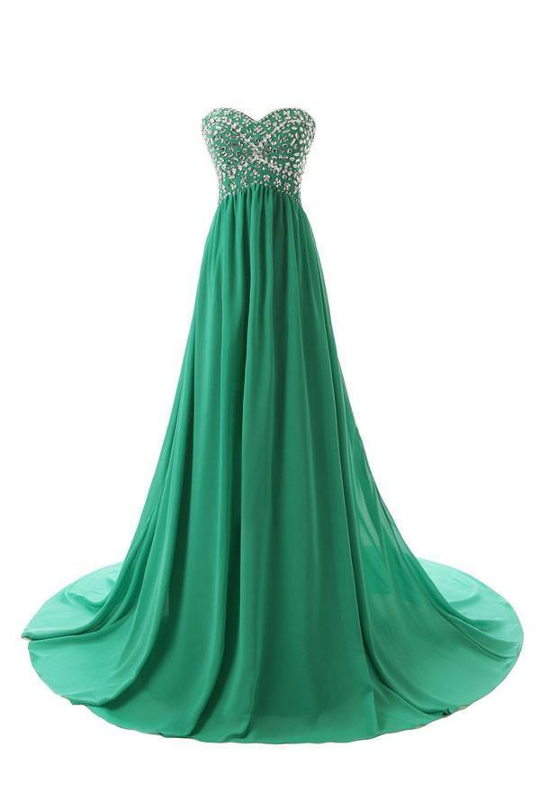 A-Line Sweetheart Sweep Train Empire Bridesmaid Dress With Beading TY0006 - Tirdress