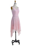 A-Line V-Neck Pearl Pink Lace Bridesmaid/Prom Homecoming Dress BD053 - Tirdress