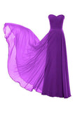A-line Chiffon Bridesmaid Dress Floor Length Prom Evening Gown BD004
