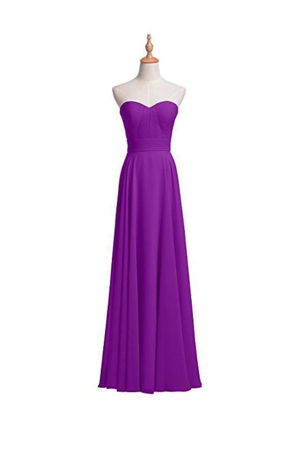 A-line Chiffon Bridesmaid Dress Floor Length Prom Evening Gown BD004 - Tirdress