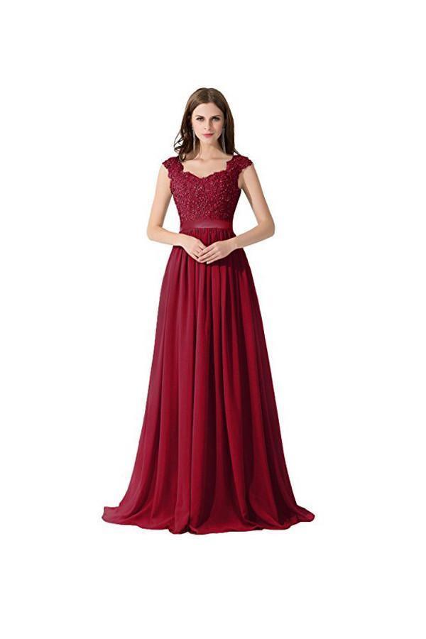 A-line Chiffon Lace Evening Gowns Prom Dresses Bridesmaid Dresses PG274 - Tirdress