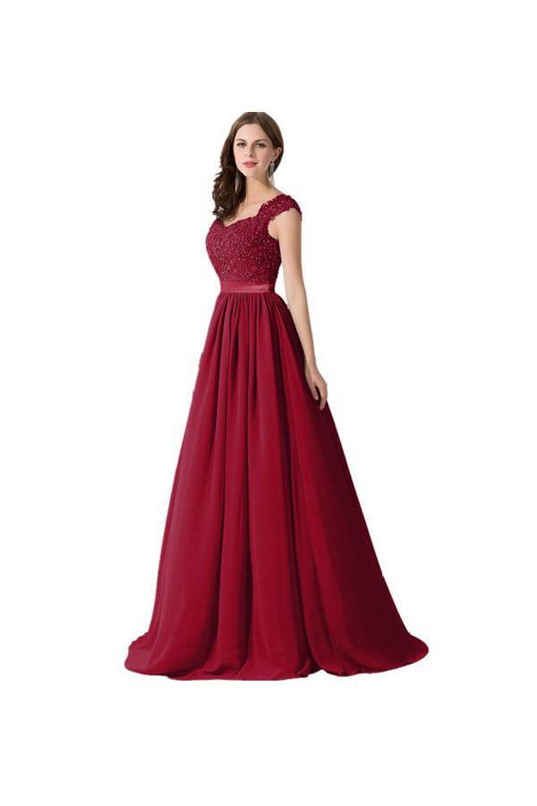 A-line Chiffon Lace Evening Gowns Prom Dresses Bridesmaid Dresses PG274 - Tirdress