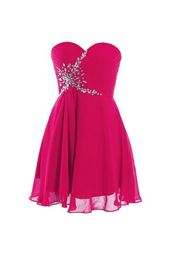 A-line Chiffon Short Strapless Sweetheart Prom Dress PG057 - Tirdress